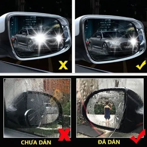 Miếng dán kính chống đọng nước ,dán gương ô tô. Giúp người lái nhìn gương chiếu hậu tốt khi thời tiết mưa 7
