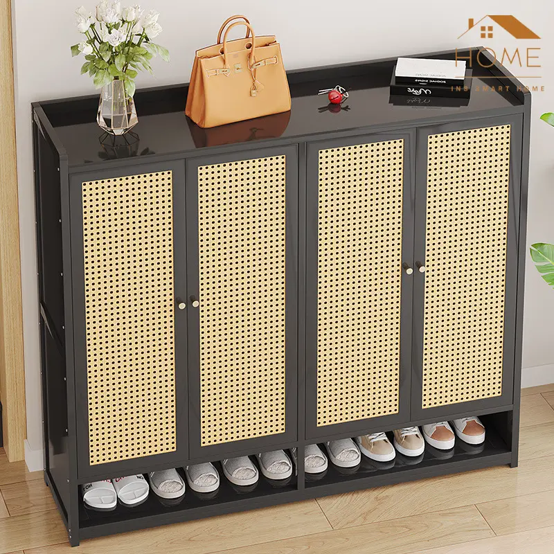 Tủ Giày Dép Bằng Gỗ Tre Tự Nhiên 7 Tầng 4 Cửa, Phong Cách Tân Cổ Điển Chống Mối Mọt Cao Cấp 0