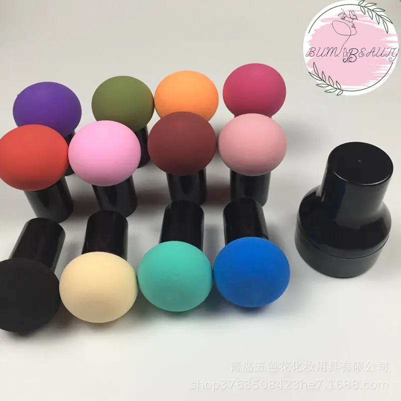 Mút đánh kem nền phấn phủ mềm mại hình nấm di động, Bông mút trang điểm mini hình cây nấm có tay cầm và hộp đựng