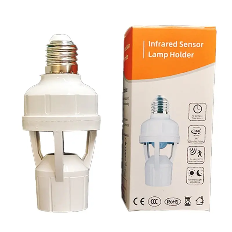 Intelligent E27 PIR Sensor Lamp Holder & Adapter for Auto LED Switch with AC