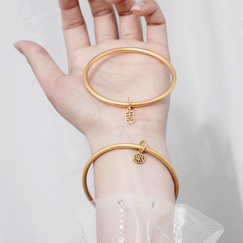 Product Introduction of Vietnamese Gold-Plated Bracelet, Long-Lasting Color, Traditional Craft, Two Generations of Joy, Imitation Gold, Peace and Prosperity Pendant, Simple Circle Bracelet 8