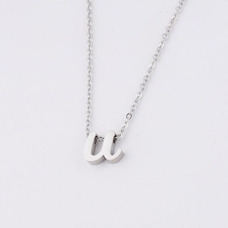 Product Introduction of Trendy New Fashion Hot Selling Lowercase English Letter Necklace Stainless Steel English Letter Beaded Necklace Necklace 14