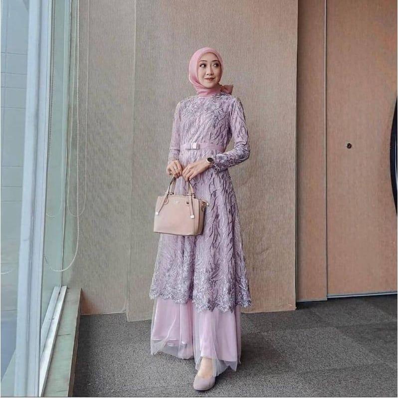 Product Introduction of MAXI ALMIRA / 4 UKURAN / M / L / XL / XXL / GAMIS KONDANGAN / GAMIS TILE MUTIARA / FASHION GAMIS WANITA Panjang Dalaman Muslim Pita Dress Pesta Kombinasi Remaja 8