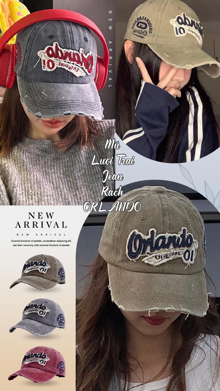 Product Introduction of Mũ Lưỡi Trai Nam Nữ ORLANDO Jussy Official Nón Kết Chất Jean Wash Form Mềm Unisex Nhiều Màu Hot Có Khóa Điều Chỉnh Women Cap Hat 3