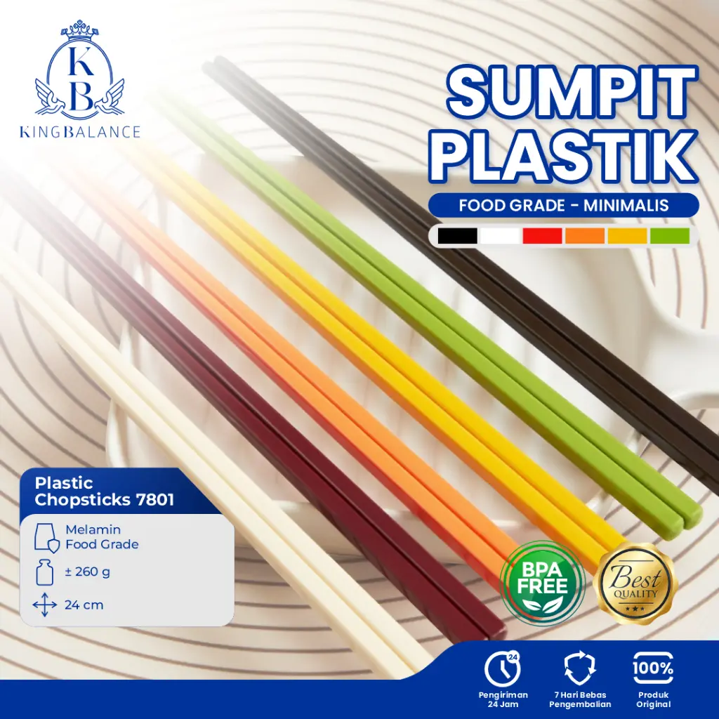 King Balance Sumpit Plastik Melamin Food Grade 260g 24cm 7801 Isi 10 Pasang Aman untuk Makanan Anti Panas Higienis