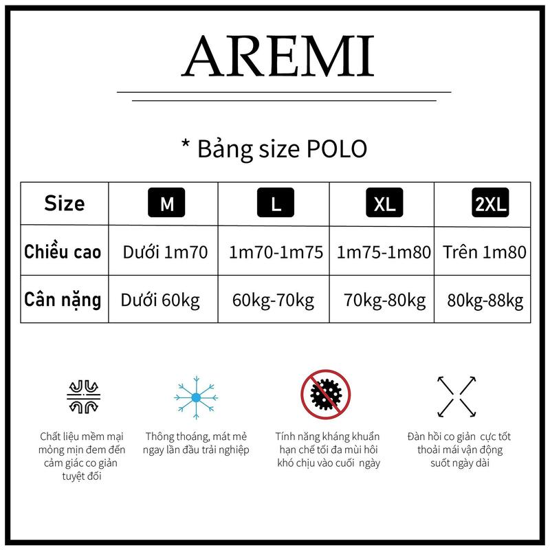 Product Introduction of Áo polo nam tay ngắn AREMI cổ trụ chất liệu cotton cá sấu co giản 4 chiều hình in sắc nét APL0004 10