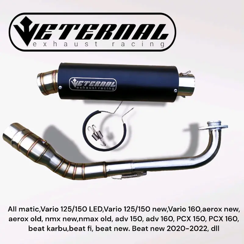 knalpot racing eternal exhaust full system untuk motor matic Vario 125/150 160 aerox new nmax new aerox old nmax old PCX adv eternal exhaust black coatting Motorcycle Tempat 4