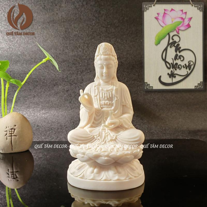 Tượng phật mẹ Quan âm bồ tát cao 10,5cm để taplo ô tô hoặc bàn thờ , bàn làm việc - Quế Tâm Gia Lai .