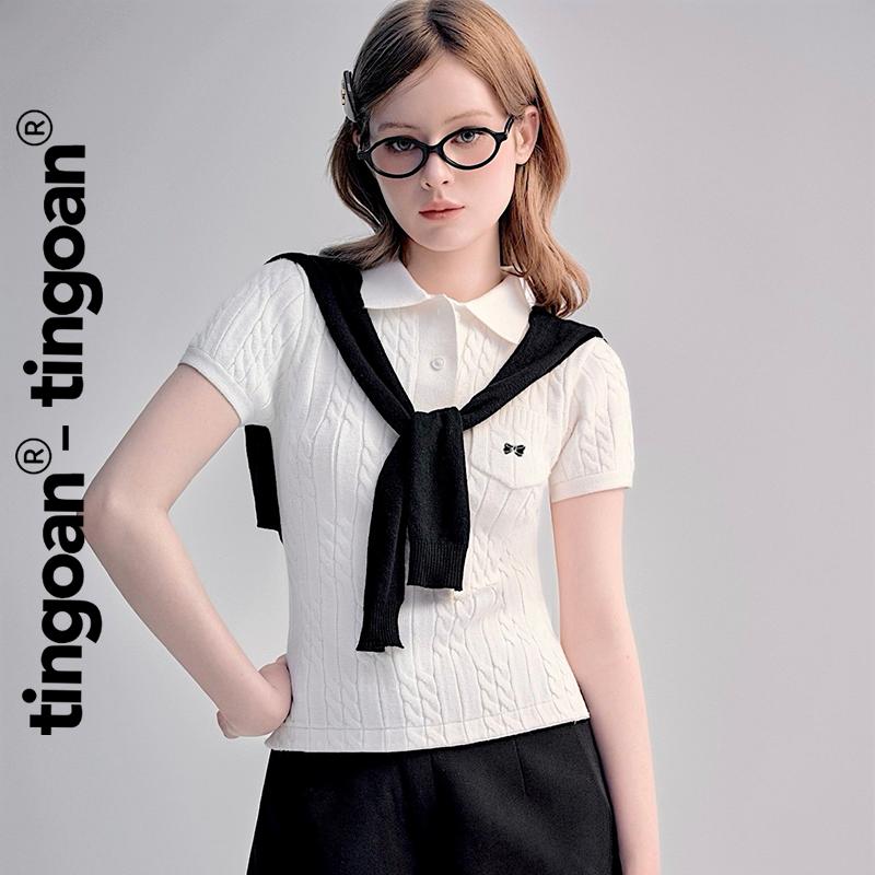 TINGOAN x TIKTOKSHOP - Áo len xù POLO cổ bẻ phối túi ngực POLO BABY TOP (không bao gồm khăn choàng cổ)
