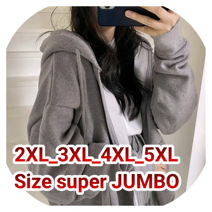 JAKET Hoodie Zipper pria wanita polos Lembut Panjang Sweater Keren Hitam 0
