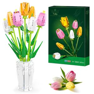 Tulip Bouquet Building Blocks Set, 474pcs/set Creative Flower Model Blocks Toys, DIY Home & Office Decoration, Ideal Gift for Adults & Girls