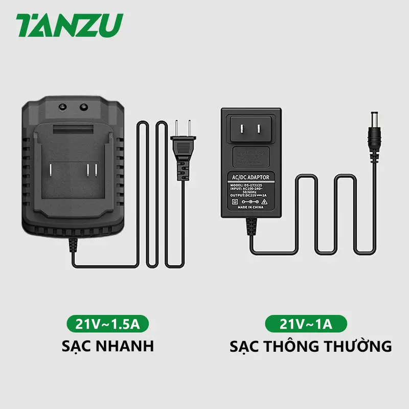 Sạc nhanh pin TANZU 1-1.5A, chân pin phổ thông 4cm, điện áp 21v, có chip bảo vệ dòng điện - Phụ kiện điện thoại 0