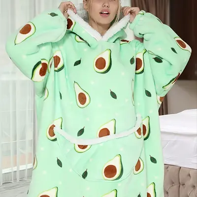 Zip Up Blanket AmyHomie Wearable Blanket Hoodie Oversized Sherpa