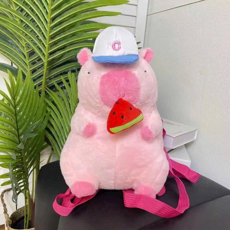 Balo gấu bông Capybara đội mũ phiên bản hồng và quả dưa  Backpack  thanh thieu nien hoc ba lô balod i nữ xuhuong