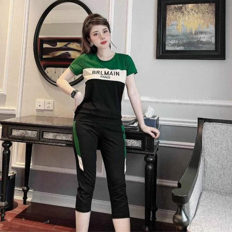 Đồ Bộ Mặc Nhà Quần Lửng Burman Đồ bộ nữ bigsize chất liệu thun cotton dễ thương mặc nhà đi chơi thoải mái Áo Top Xanh Lá Quần Ngủ Women Cổ Tròn