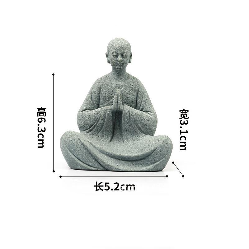 Tượng Tôn Ngộ Không, Sư Quét Lá, Sư Thiền Bái Đá Sa Thạch Trang Trí Tiểu Cảnh, Bonsai, Bàn Trà Decor Decor Phòng Đồng 6