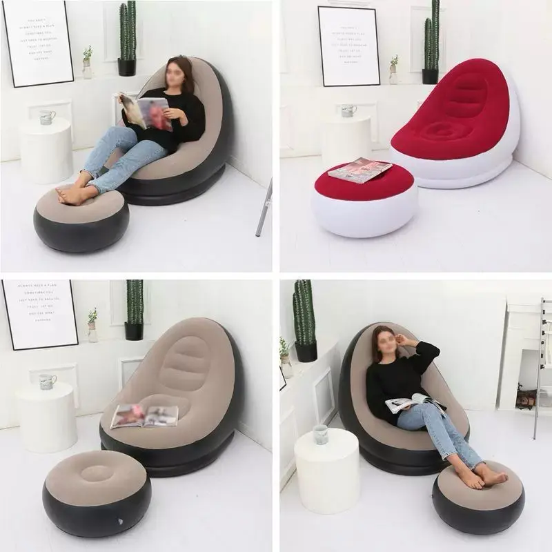 GHẾ HƠI TỰA LỰNG BỌC NHUNG GỒM GHẾ VÀ ĐÔN ĐỂ CHÂN TẶNG KÈM BƠM ĐIỆN 3