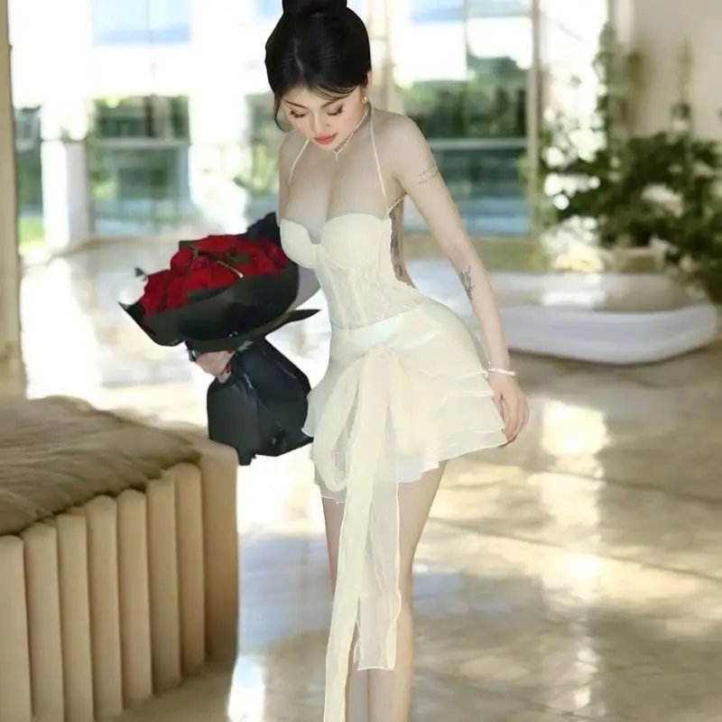 Set suit ren+ chân váy tơ tầng tà bèo nơ