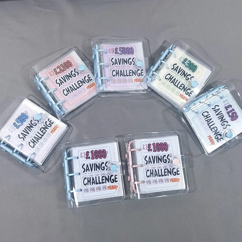 Buku Cabaran Simpanan, Saiz Mini, Mudah Alih, Mengumpul £1000, Buku Nota Daun Longgar, Buku Simpanan Wang, Buku Simpanan Belanjawan Tunai