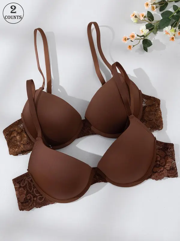 Women's Solid Color Push Up Bra, Comfortable Breathable Underwire Bra, Lingerie Top for Women, Bra Sets 3
