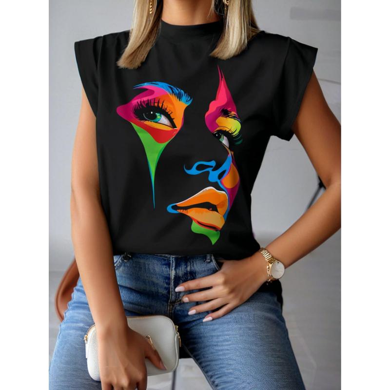 Casual Street Geometric Printing Shirt Collar Tops Casual Street Geometric Printing Shirt Collar Tops