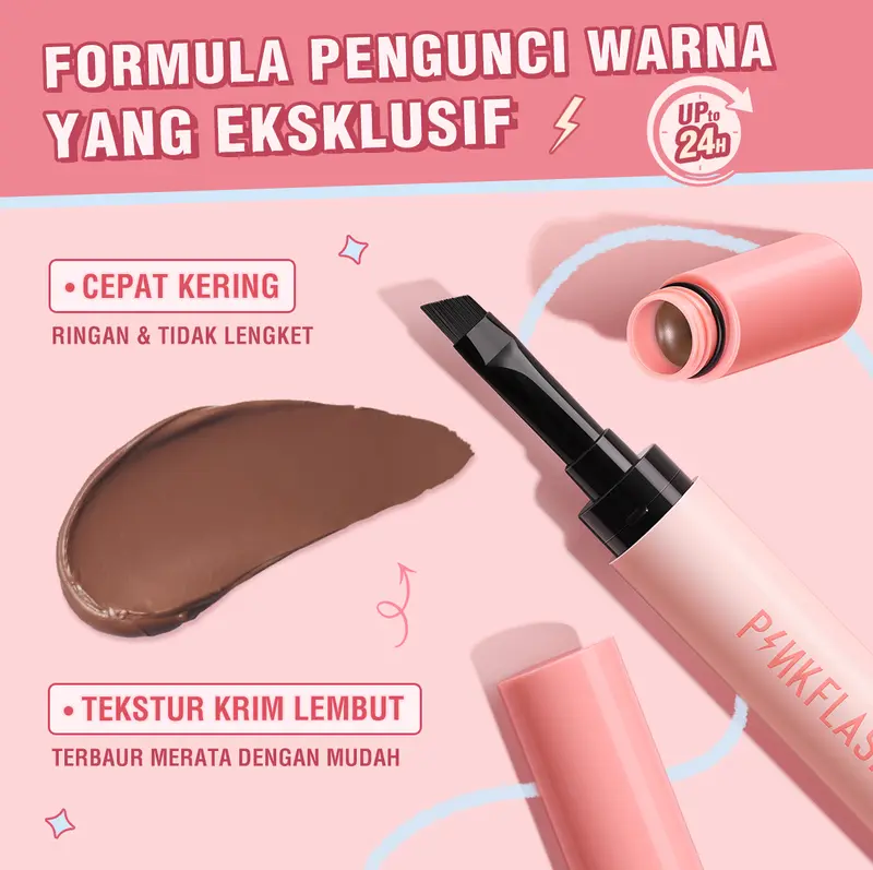 [Official] [BPOM]PINKFLASH #ColorLock Waterproof Eyebrow Pomade Cream High Pigment Smudge-proof Long-lasting Non-caking Soft Smooth Quick-drying Shaping 5