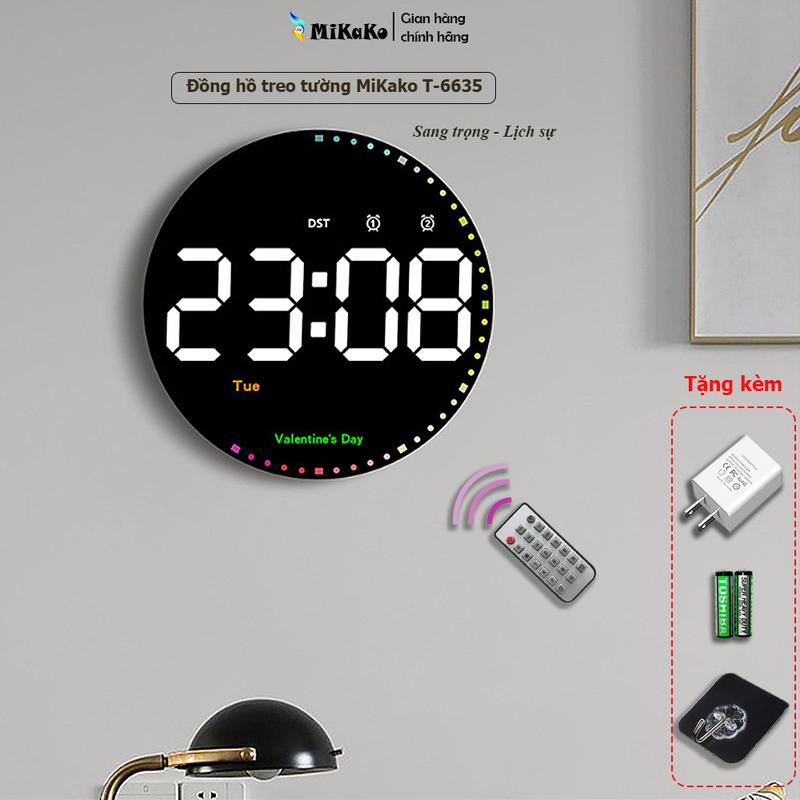  Đồng Hồ Treo Tường Led 3D MiKako T-6635 Báo Thức Decor Trang Trí Phòng Khách Văn Phòng Phòng Gym Đồng Hồ Trang Trí Nhà 