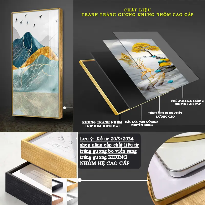 Tranh Cầu Thủ Siêu Sao Bóng Đá Tráng Gương Treo Tường Ranaldo Messi Neymar Mbappe CR7 M10 Real madrid MU Decor Phòng Khách Decor Phòng 4