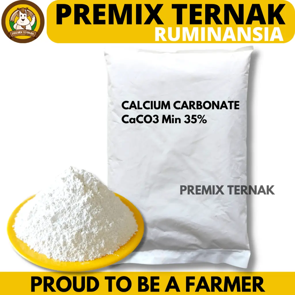 CALCIUM CARBONATE 1KG - Kalsium CaCO3 Feed Grade - Kalsium Ayam Sapi Kambing Domba Burung Bebek Puyuh