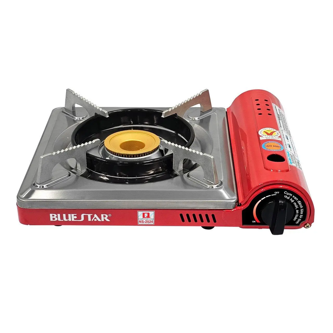 BẾP GA DU LỊCH BLUESTAR SƠN ĐỎ NS-2024, HÒA KHÍ KHÓA TỪ, ĐÁNH LỬA MA.ᵰetO, AN TOÀN 3 CẤP ĐỘ
