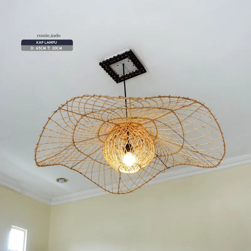 Kap Lampu Gantung Rotan SEDANG Hotel Teras Cafe 0