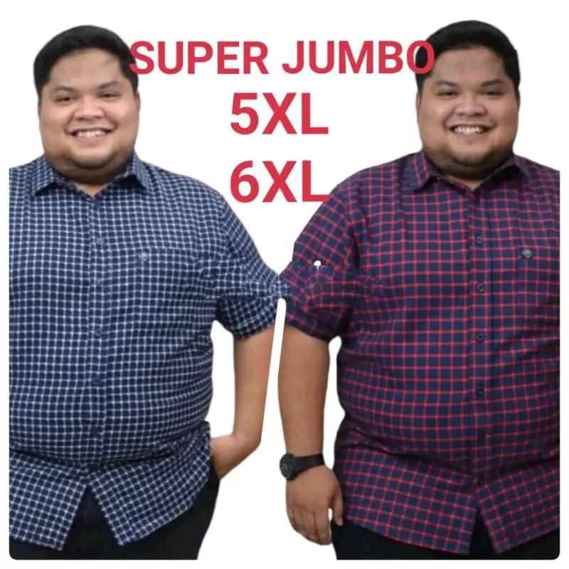 Kemeja Flanel Wool V-Neck Lengan Pendek Big Size 5XL 6XL Pria Distro Santai - Kain, Kerah 0