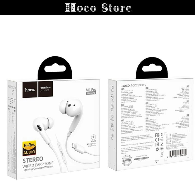 [ Ưu Đãi ] Tai Nghe Blutooth Hoco M1 Pro Chân Lightning Cho iPhone, Công Nghệ Âm Thanh Hi - Res Cho Bass Ấm Chắc ,Âm Thanh Hay Sống Động, BH 12 Tháng Chính Hãng Hoco Nghe Nhạc Bluetooth Nhét Tai