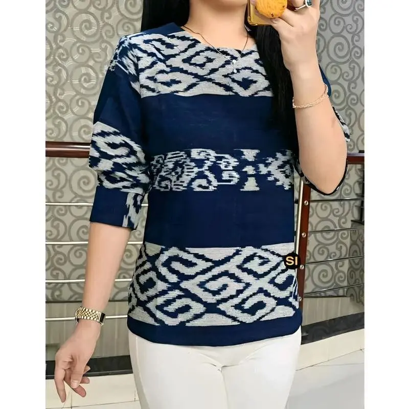 atasan blouse baju kantor/ baju wanita/ tenun motif etnik atta ethnik Katun 3