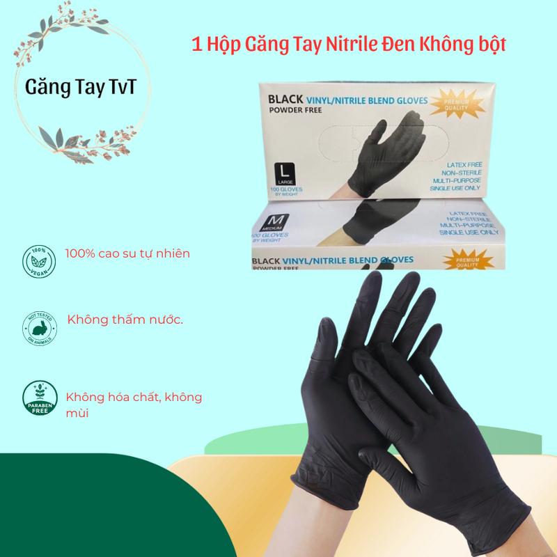 100 Chiếc Găng tay,Bao tay cao su Đen nitrrile dùng trong spa,thẩm mỹ y tế ,quán ăn,thực phẩm Găng tay y bao tay tế