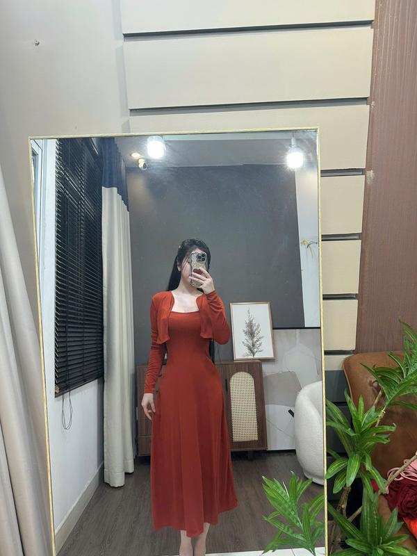 Y82 Set thiết kế hai món áo khoác rời tôn dáng + đầm dây form xòe tôn dáng che khuyết điểm đi Chơi đi làm đều được by Thương Lê