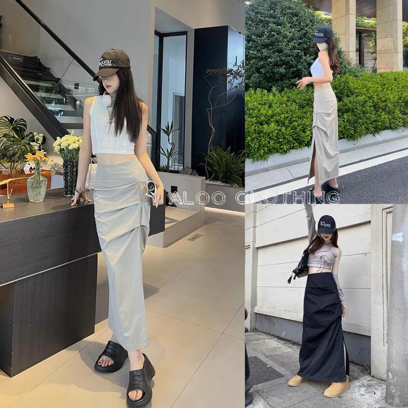 Chân Váy Dài Kichi Skirt Xẻ Tà Phong Cách Trẻ
