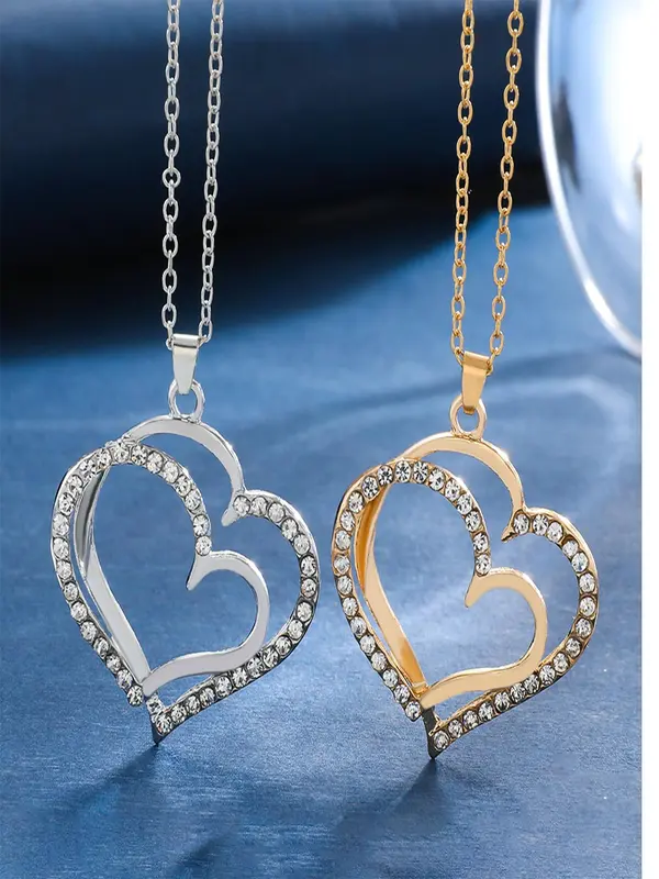 Women's Elegant Heart Design Pendant Necklace &   Earrings, Exquisite Trendy Jewelry Set, Fashionable Accessories for Daily & Party Decoration 4