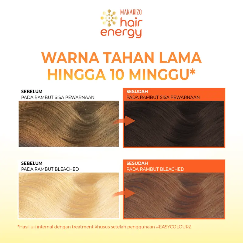 BUNDLE ISI 3 - Makarizo Hair Energy Easy Colourz 26 mL - Light Brown - Hair Color - Pewarna Rambut 2