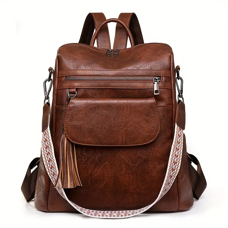 Women'S Large Capacity Retro Backpack - Black with Tassel Accents, Adjustable Strap, Zipper Closure, Casual Style, Movie-Themed Design, Casual Backpack |     Movieinspired Backpack |     Durable Backpack 5