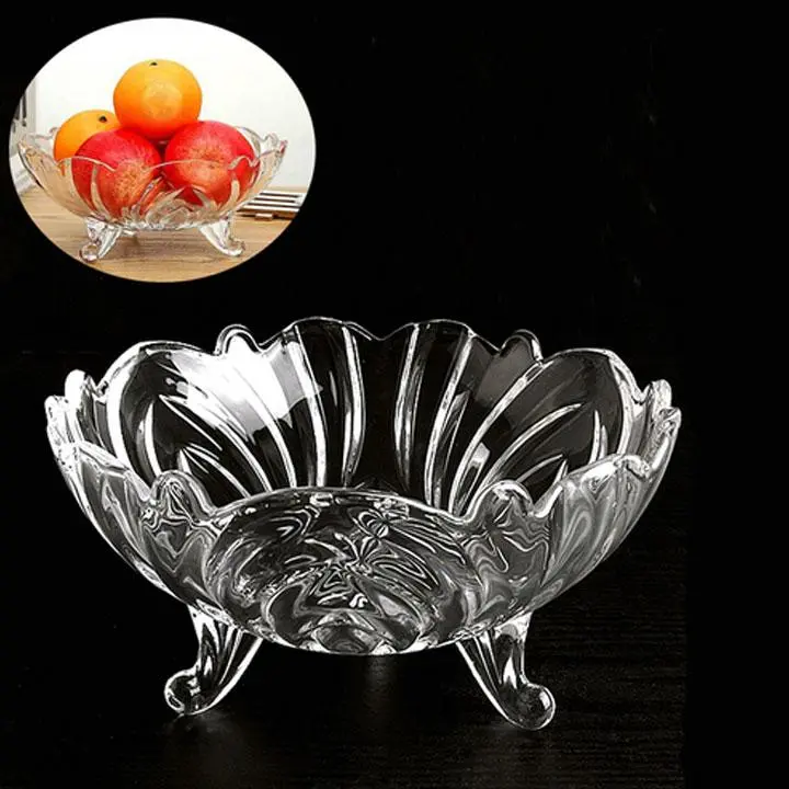 Dĩa Trái Cây Thủy Tinh 3 Chân - Khay Đựng Hoa Quả, Đĩa Trái Cây, Thố Để Trái Cây, Đĩa Bánh Kẹo 0