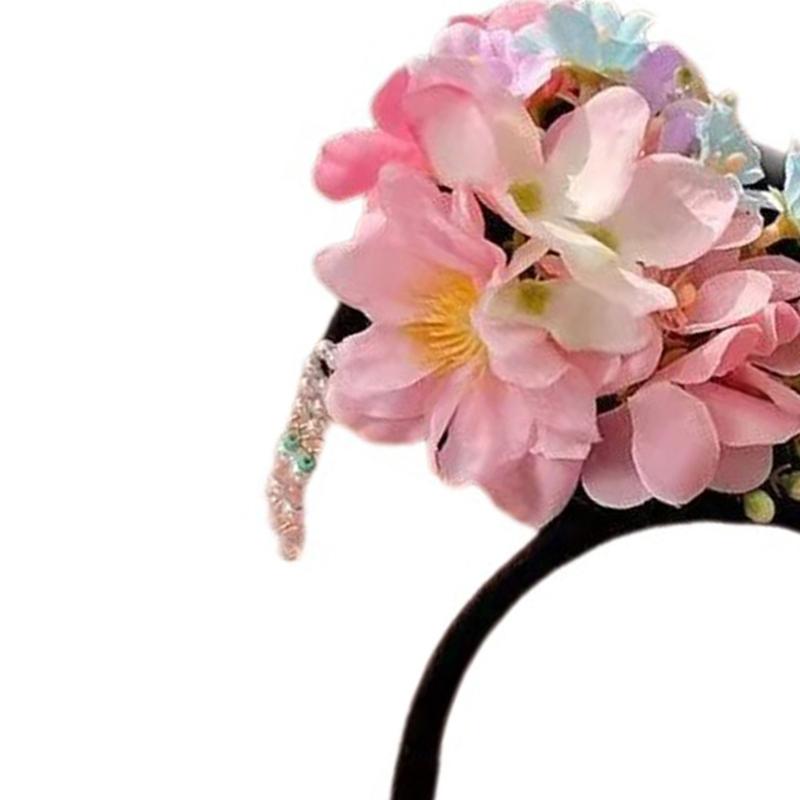 Product Introduction of Traditional Chinese Royal Flower Headband for Women Aesthetic Wedding Hairhoop Elegant Roleplay Party Dress Up Hairband 35