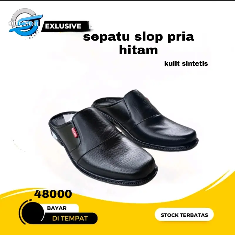 sepatu selop pria warna hitam 0