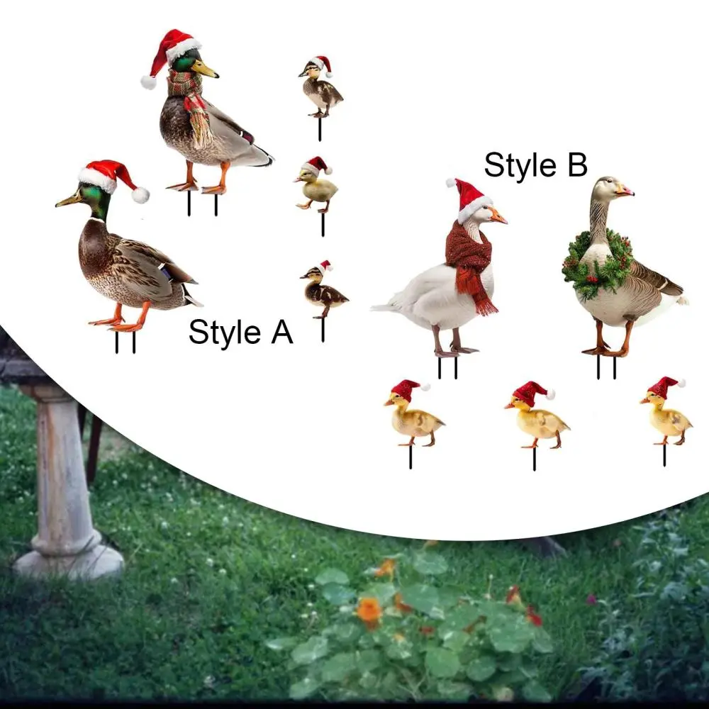 5 Pieces Christmas Outdoor Duck Stakes Yard Art Decor for Floor Lawn Pathway