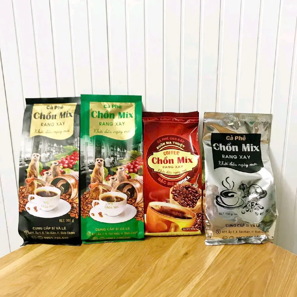 <Date mới >combo 2kg (4 túi)...cà phê bột chồn Mix túi bạc đen nâu và xanh