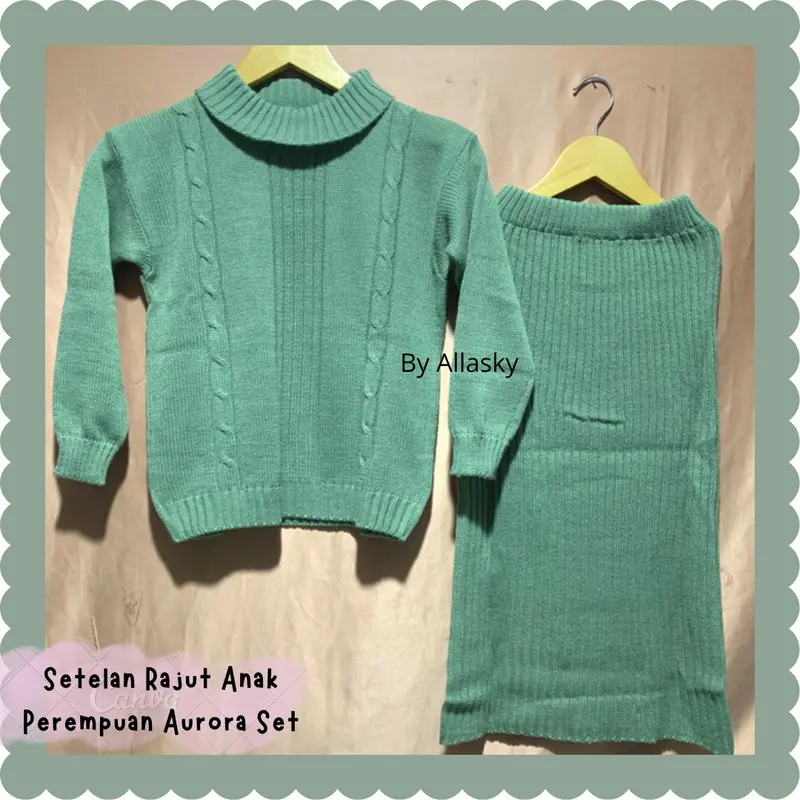 Baju Anak Perempuan setelan aurora / Sweater Rajut Anak / Satu Set Rajut Anak / Cardigan Rajut Anak Perempuan / Set Knit Anak / Rok Stelan Rajut Anak / Rok Span Rajut Anak / Baju Anak Cewek Umur 12 / Setelan Rajut Anak Perempuan Aurora Set 1