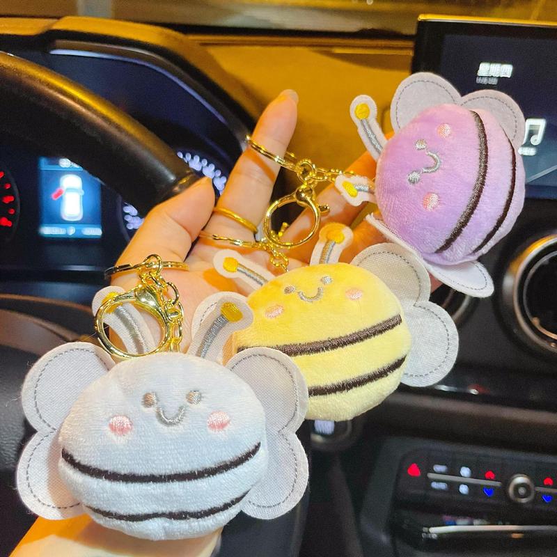 Product Introduction of Cartoon Plushll Keychain Cute Little Bee Key Toy Pendant Clothing Bag Accessories Brooch Decoration 3