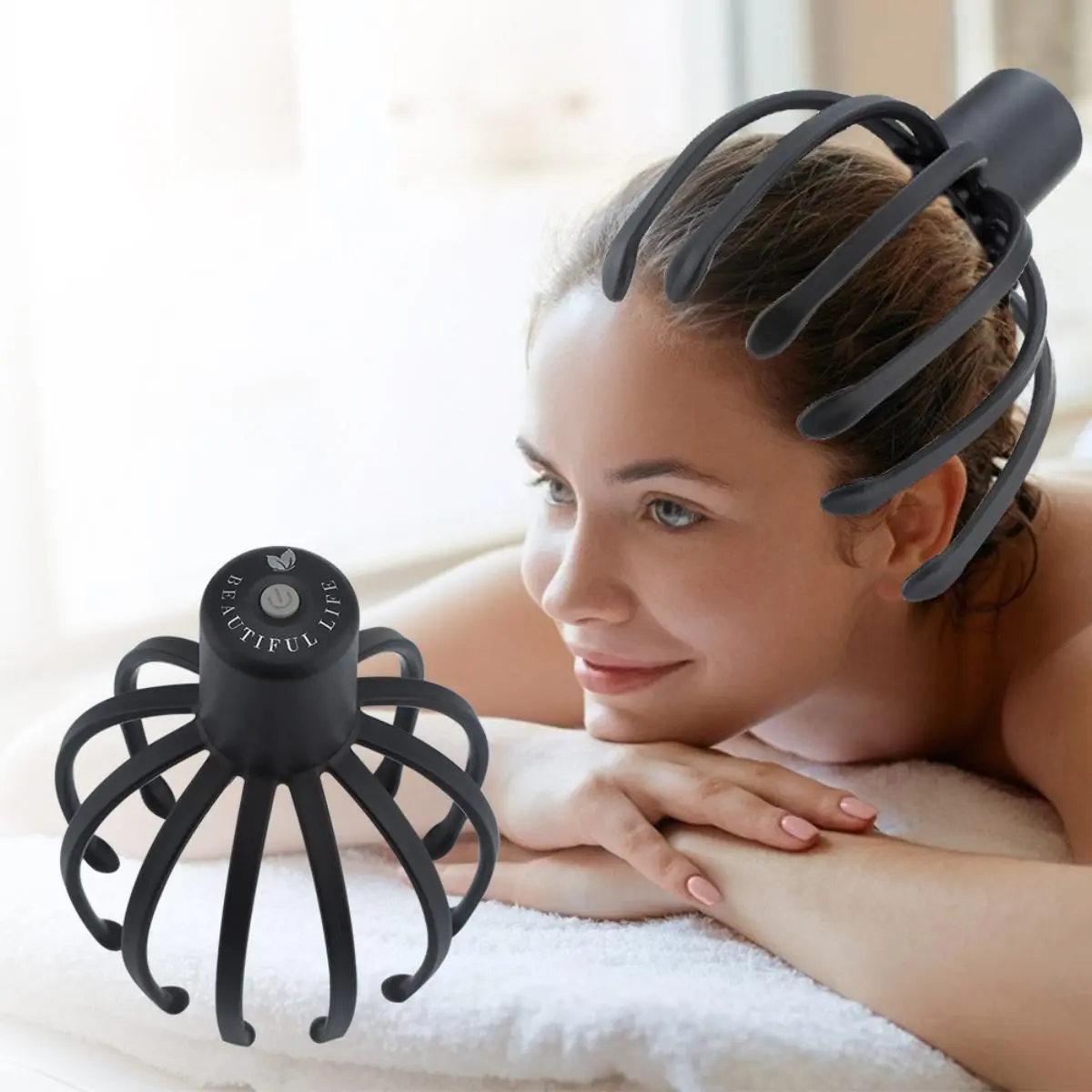Rechargeable Octopus Claw Scalp Massager, Deep Tissue Electric Muscle Relaxation Massager with 3 Gears, Head Scalp Massage Tool for Home & Travel
