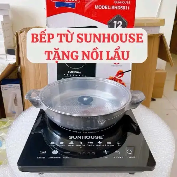 Bếp Từ Sunhouse công xuất 2200w tặng kèm nồi lẩu