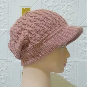 topi rajut nenek  pakai pet/topi Musim dingin Polos Polos